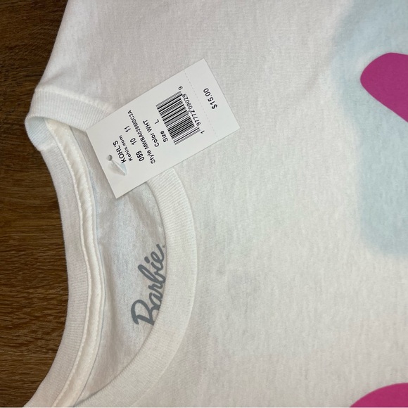 NWT Barbie White and Pink Short Sleeve Tee Size Large - Picture 2 of 2